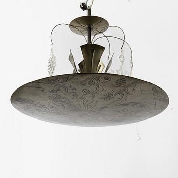 A Swedish Grace ceiling lamp, Sweden, 1920's, by engraver Gustaf Åström, Stockholm.