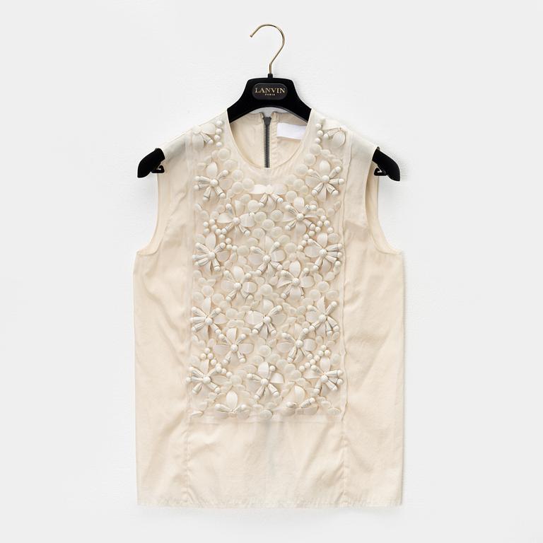 Lanvin, a silk and pearl embroidered top, size 36.