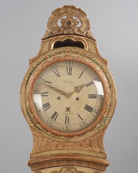 A rococo polychrome-painted and giltwood longcase clock by N. or C. Berg (active in Stockholm  1751-94/1762-84).