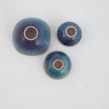 Berndt Friberg, miniatyrer, 7 st, stengods, Gustavsberg Studio, 1960-1970-tal.