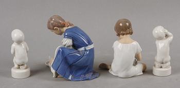 FIGURINER, 4 st, porslin, Bing & Gröndahl, Danmark.