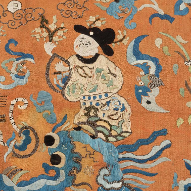 A Chinese embroidery, late Qing dynasty.