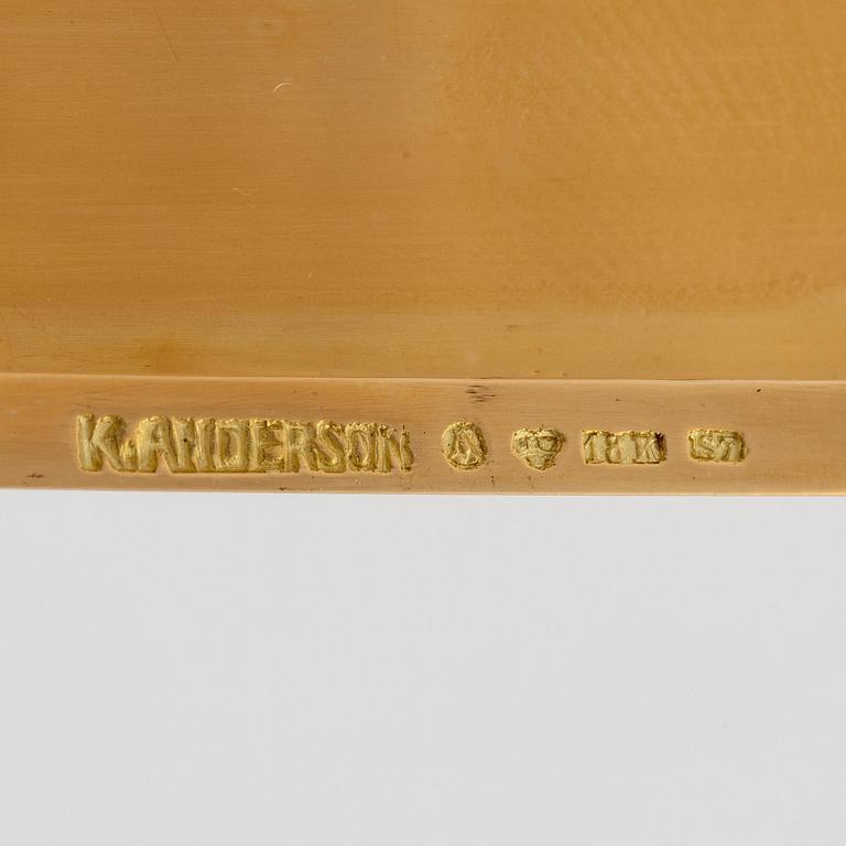 A Swedish 20th century 18ct gold cigarette case, mark of Karl Anderson, Stockholm 1920.