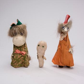 MUMINFIGURER, 3 st, Atelier Fauni, Finland, 1950-60-tal.