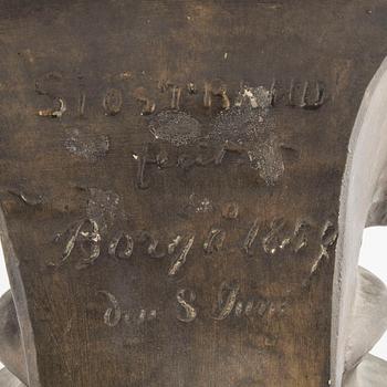 CARL ENEAS SJÖSTRAND, efter, gips, BYST, Runeberg, signerad Sjöstrand FECIT , Borgå 1857. 1800-talets andra hälft.