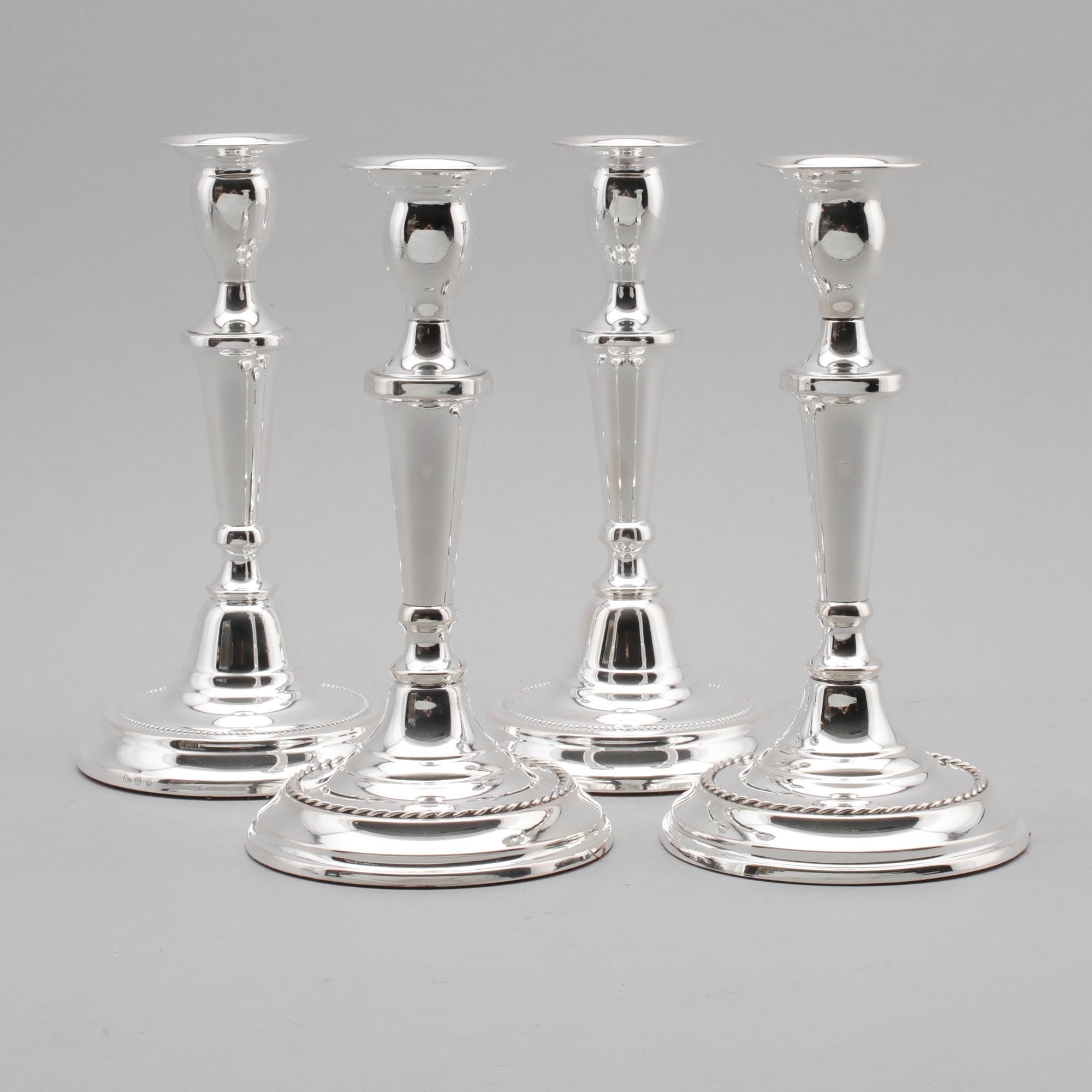 LJUSSTAKAR, 2 par snarlika, silver, Cito (Fredericia, Danmark 1963-79).