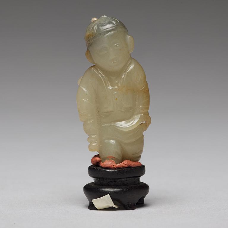 A set of three nephrite figurines, Qing dynasty.