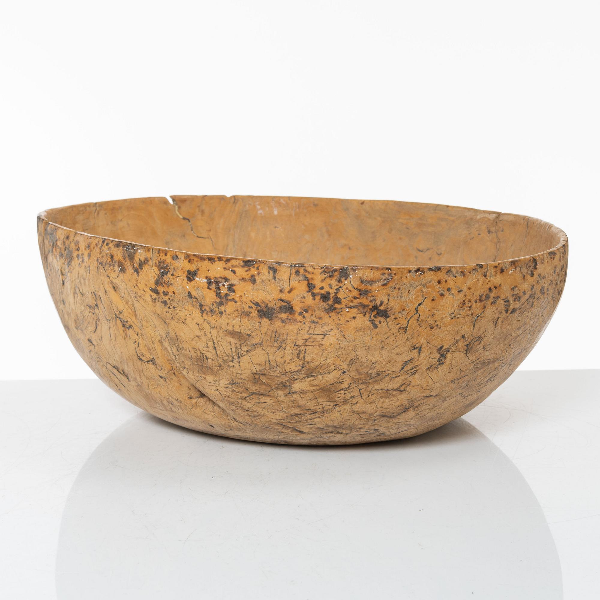 A Swedish burl bowl, dated 1796.