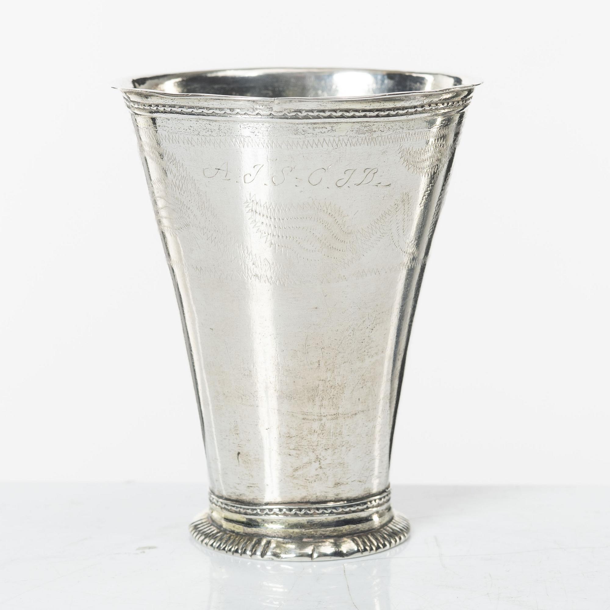 A Swedish 18th century silver beaker, mark of Johan Wasserman, Lindesberg, Sweden  1761.