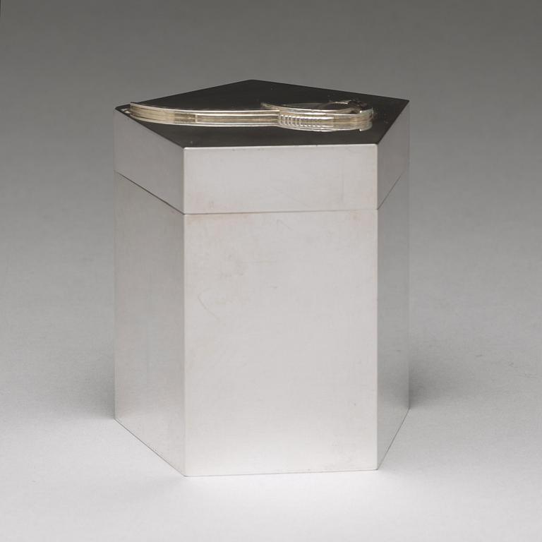 Wiwen Nilsson, a pentagonal lidded sterling jar, Lund, Sweden 1965.