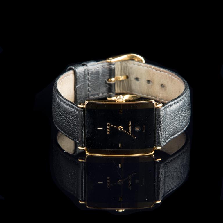 ARMBANDSUR, Rado Florence, guld, läderarmband. Original etui.