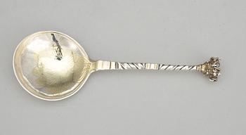 389. A Swedish 18th century parcel-gilt spoon, makers mark of Christoffer Bauman, Hudiksvall 1789.