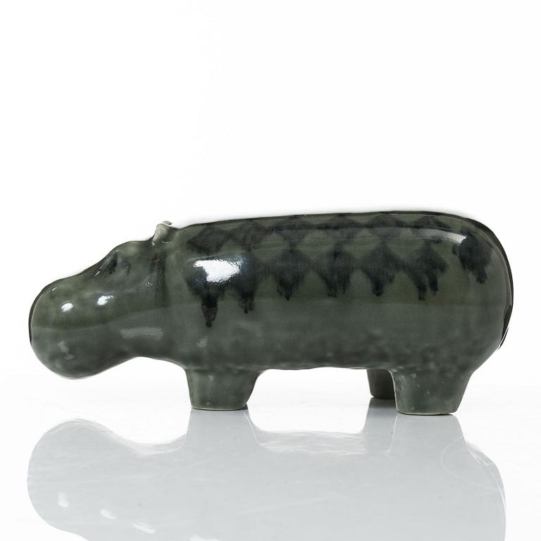 Lisa Larson, figurin, stengods, "Flodhäst" ur serien "Stora zoo", Gustavsberg.