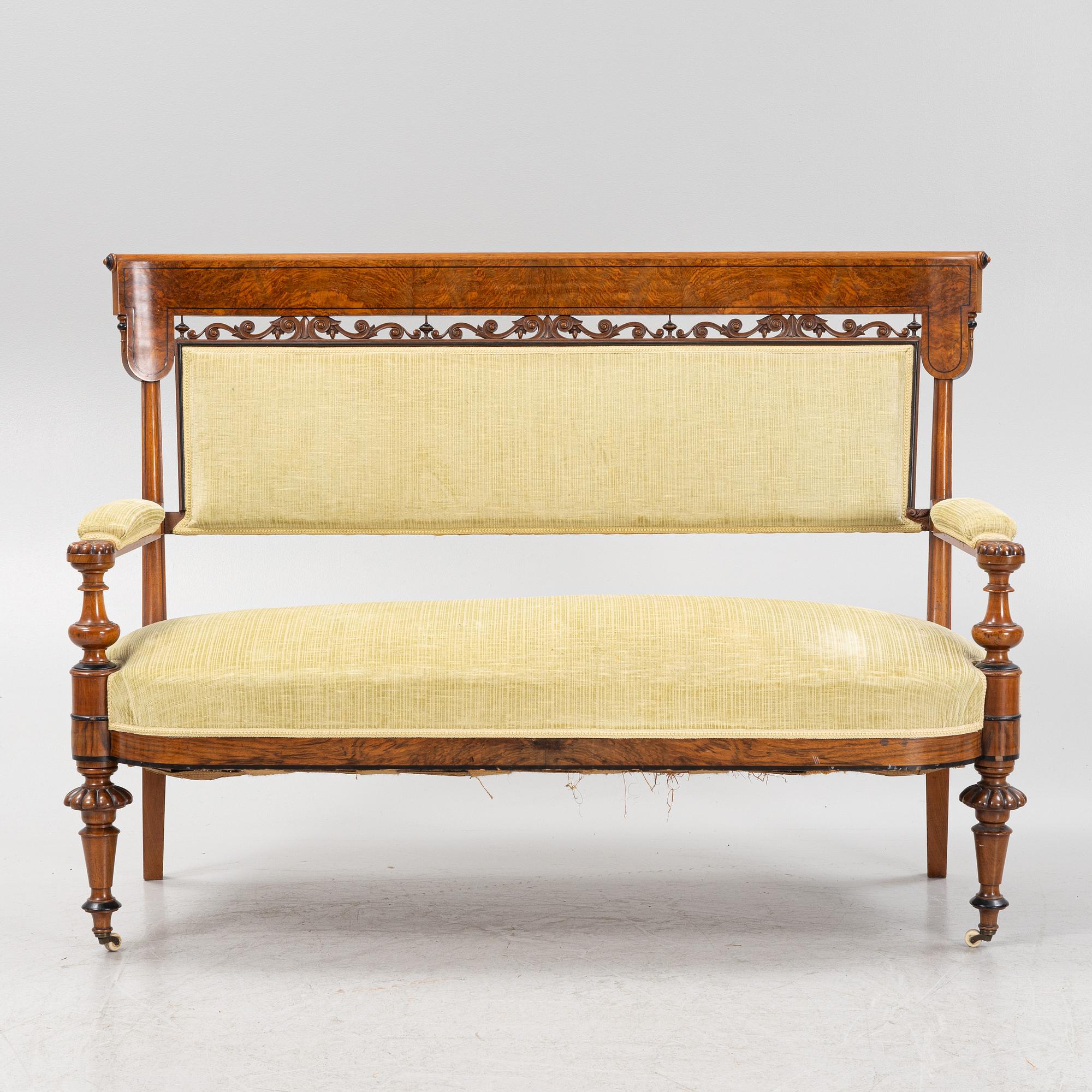 A sofa, two armchairs and four chairs, mahognay, Baltic area, second part of the 19th Century.