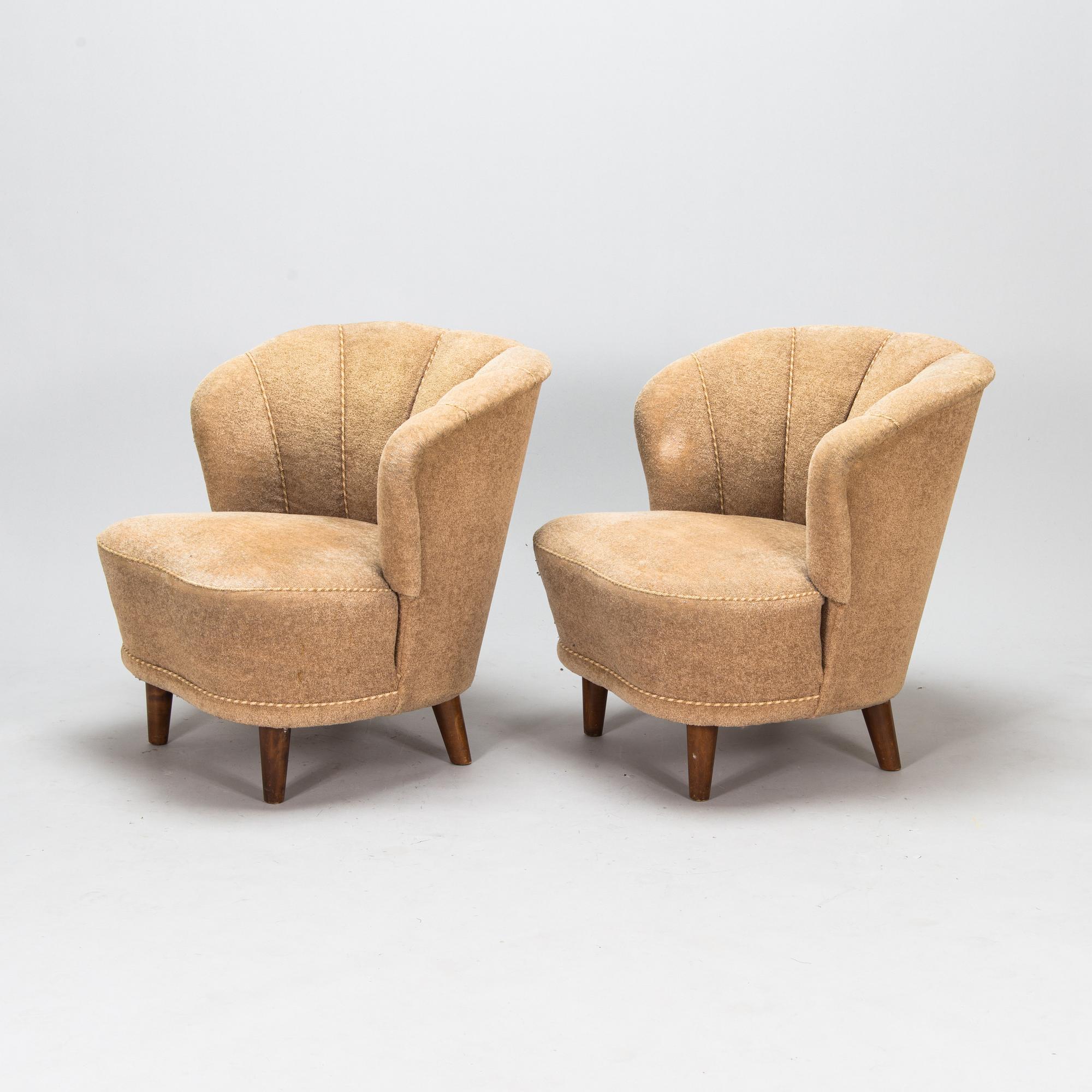 A 1950s pair of armchairs, "Elisabeth", for Asko Finland.