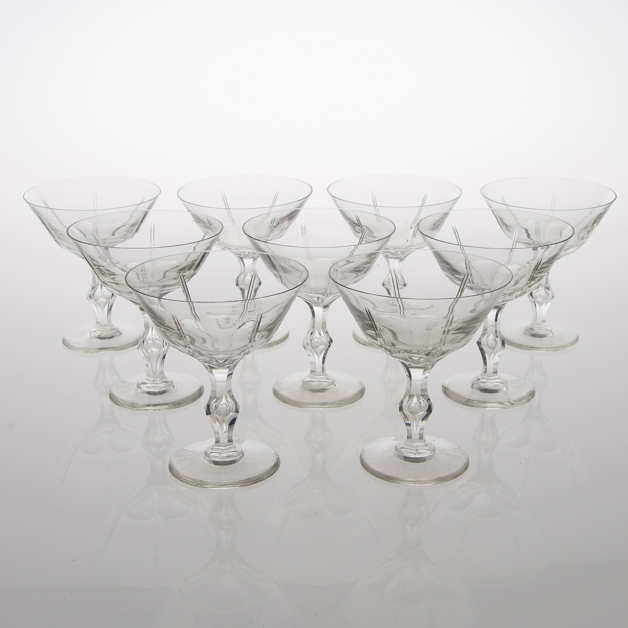 A 72-piece set of footed glassware from the first half of the 20th Century.