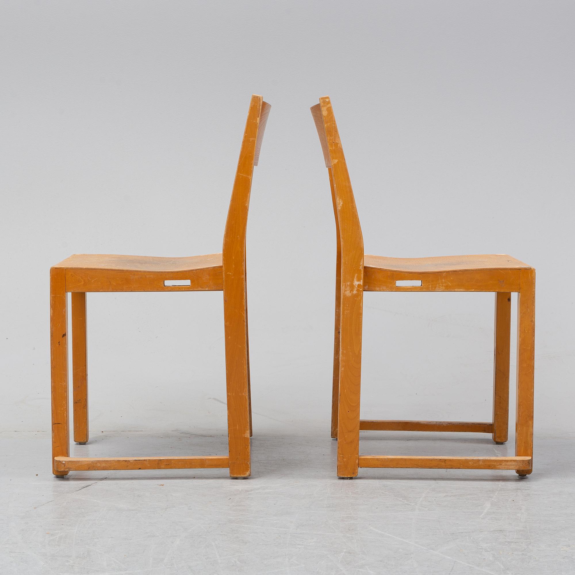 Six birch chairs by Sven Markelius, mid 20th Century.