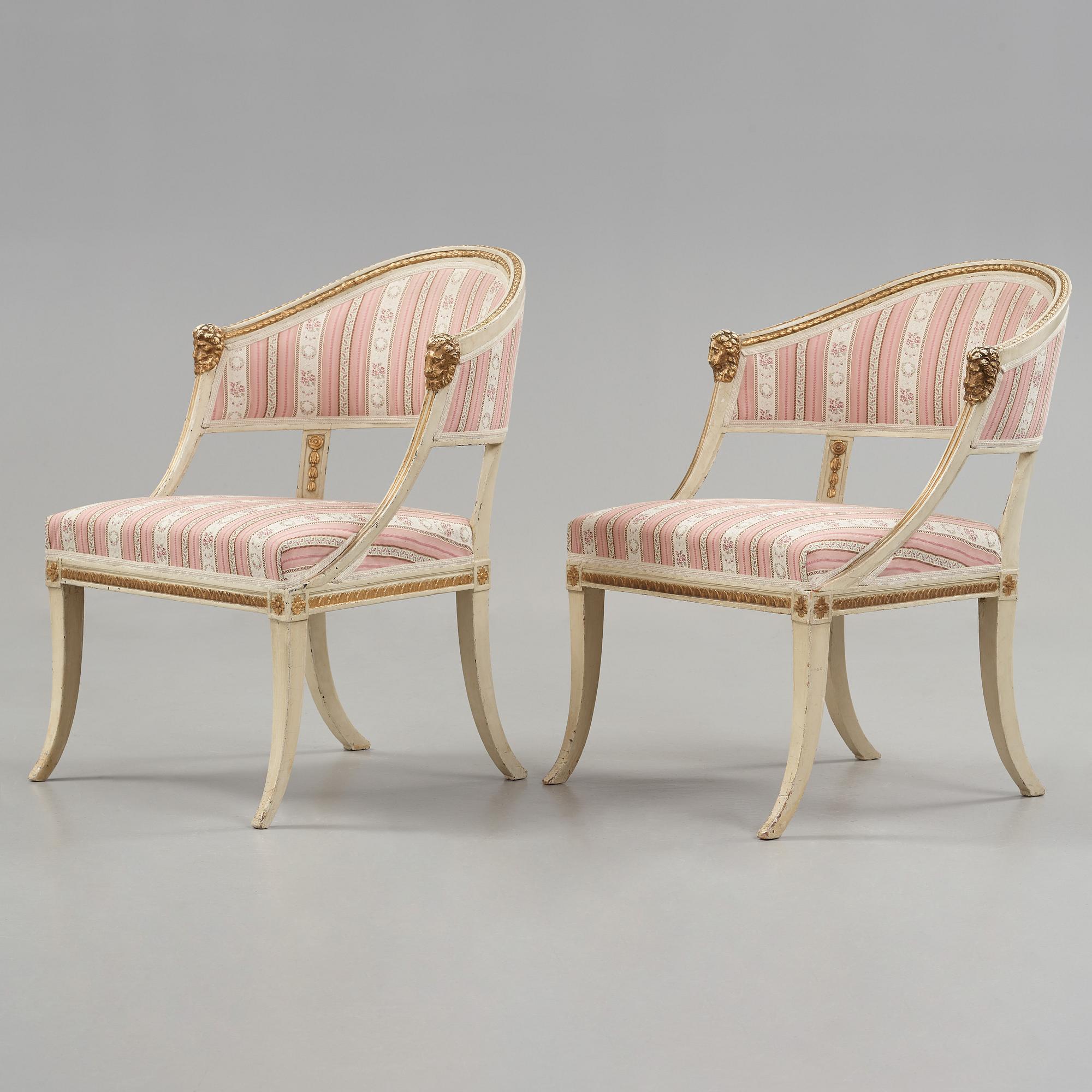 A pair of late Gustavian armchairs by Ephraim Ståhl (master in Stockholm 1794-1820).