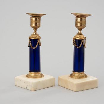 A pair of late Gustavian circa 1800 candlesticks.