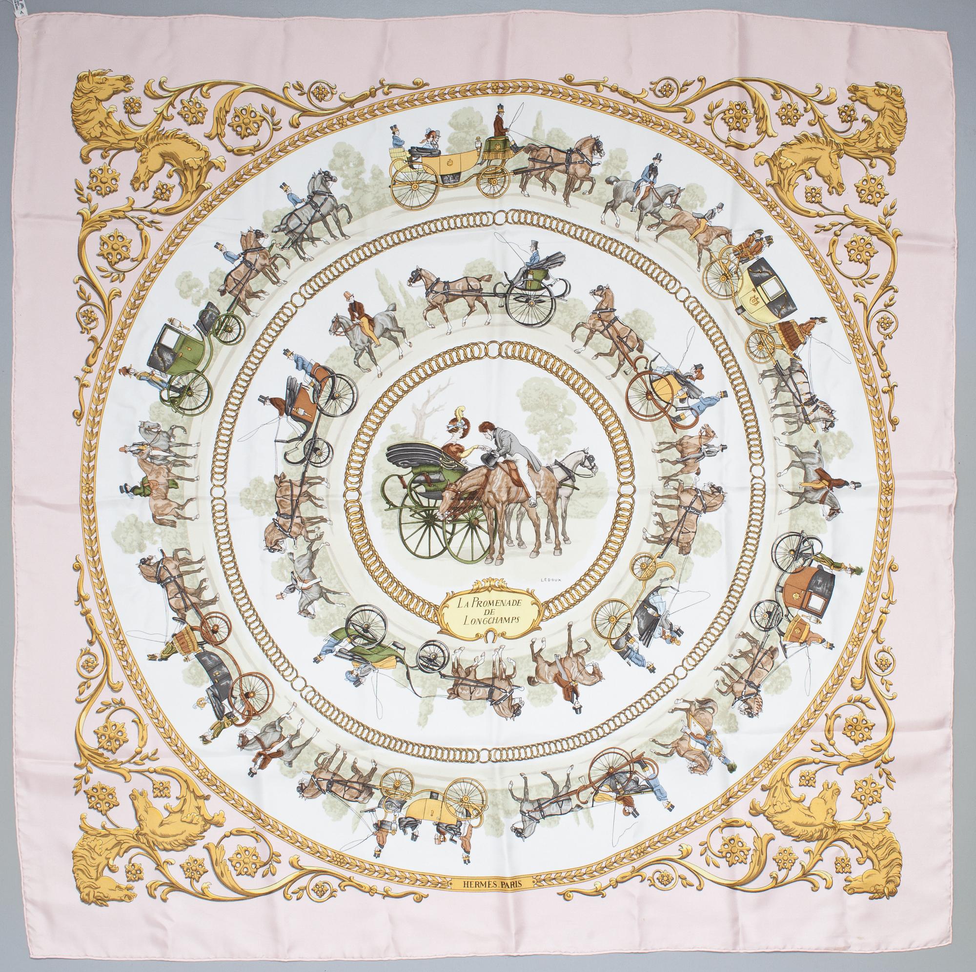 HERMÉS, scarf, "La Promenade de Longchamps".