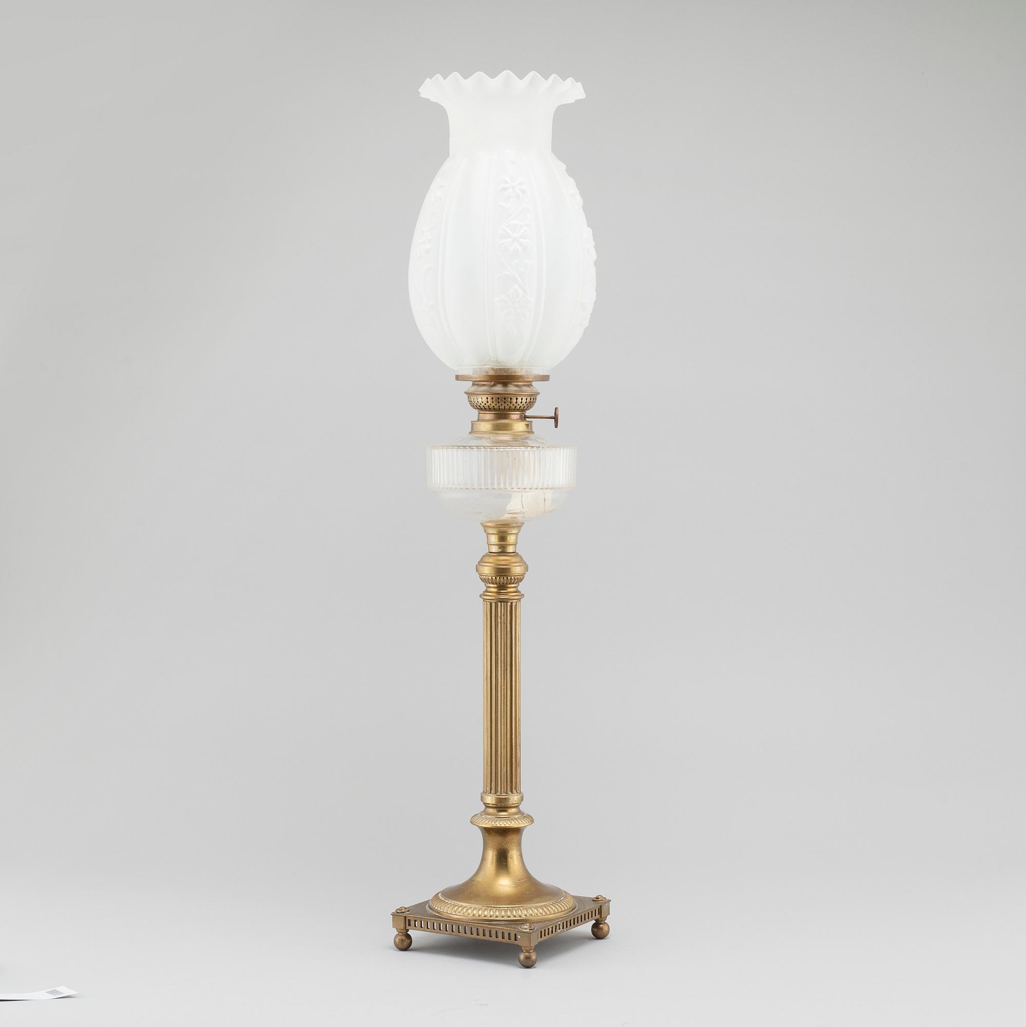 A paraffin lamp by Arvid Böhlmark in Stockholm, made around year 1900.