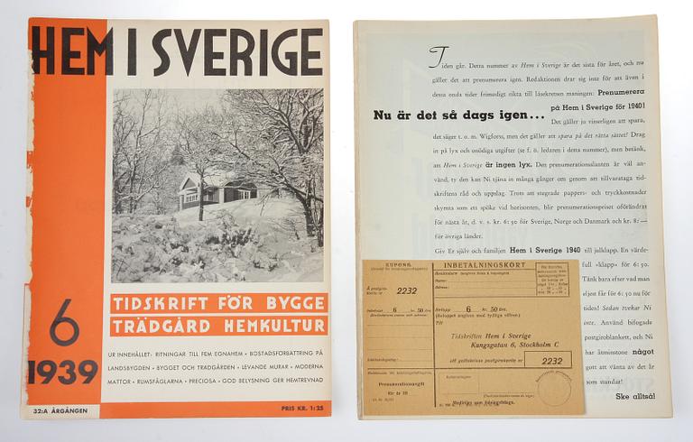 PARTI TIDSKRIFTER, ca 100 st, "Hem i Sverige", 1930-1950-tal.