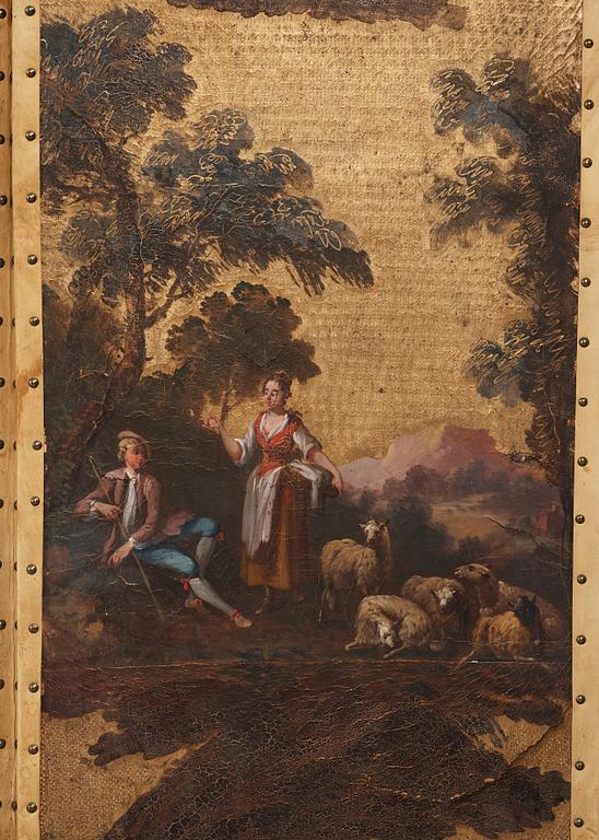 A mid 18th century screen, France or Holland.