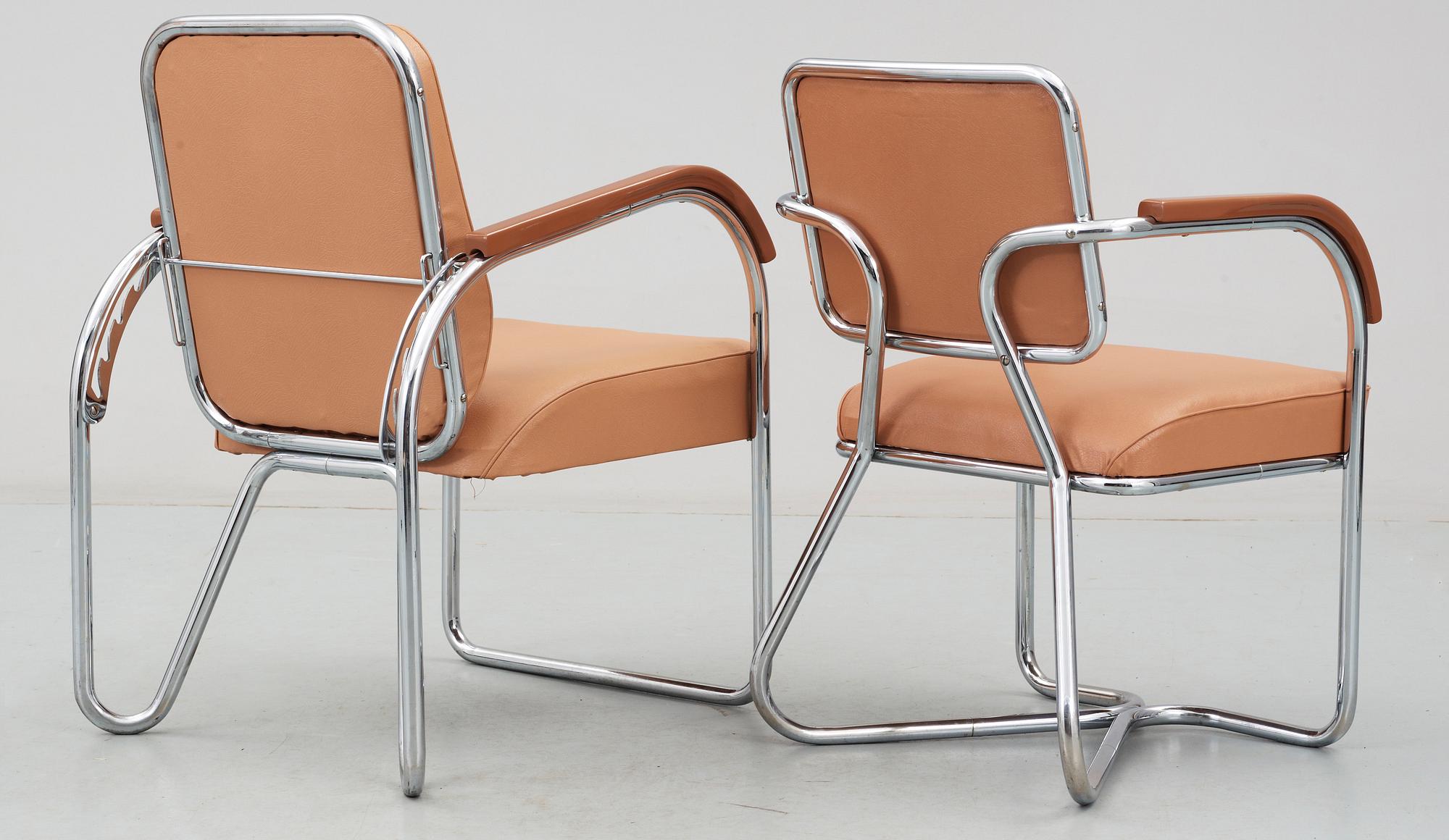 KARMSTOLAR, 2 st, DS Möbler Malmö. 1900-talets mitt.