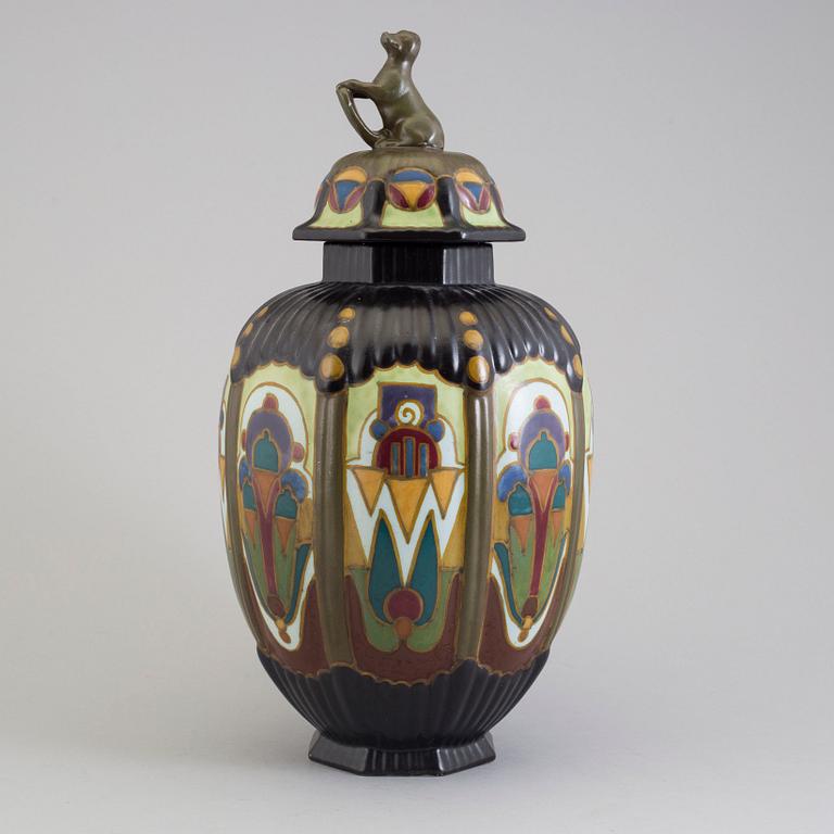 A ceramic lidded vase, Arnhem, Holland, 1930s.