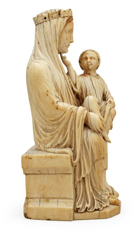 Virgin and Child, a French Gothic ivory statuette, second half of the 13th century.