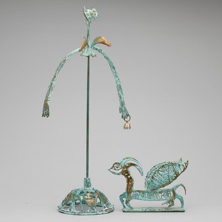 SKULPTUR, 2 st, brons, okänd konstnär, signerad o daterad 2000 resp 99.