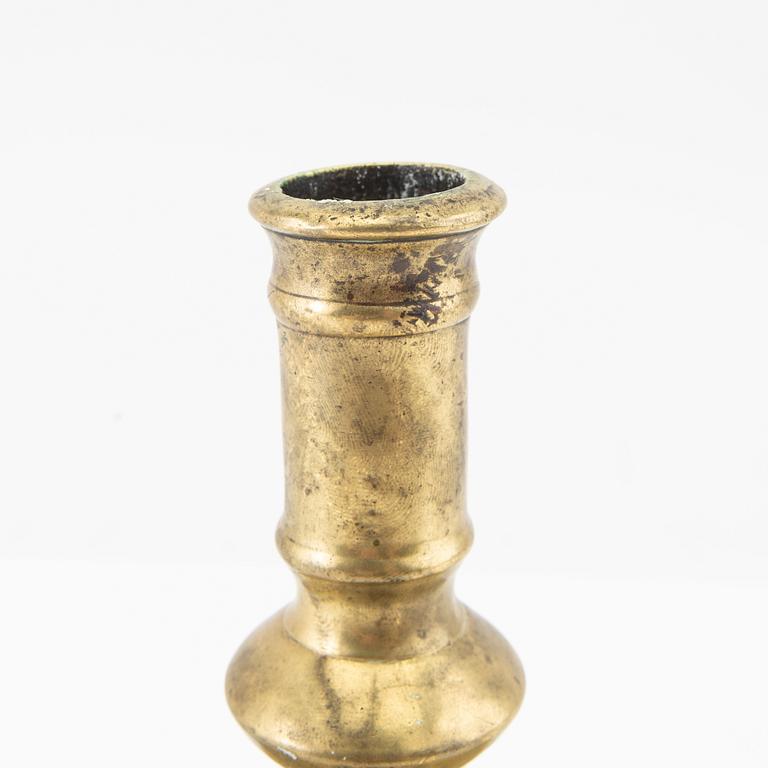 Candlestick, brass, around the year 1700, Baroque style.
