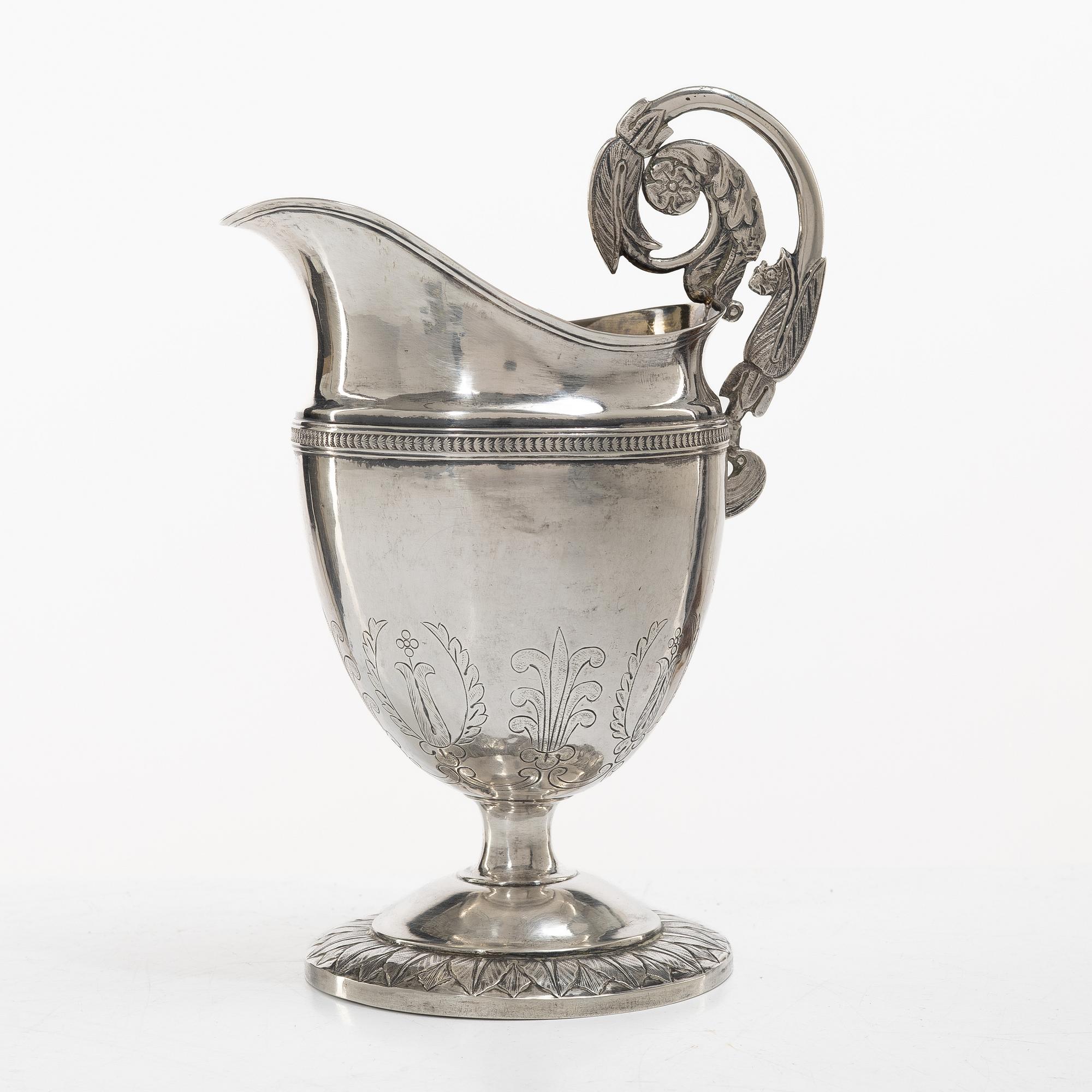 A Swedish early 19th century silver creamer, mark of Carl Petter Lampa, Stockholm 1828.