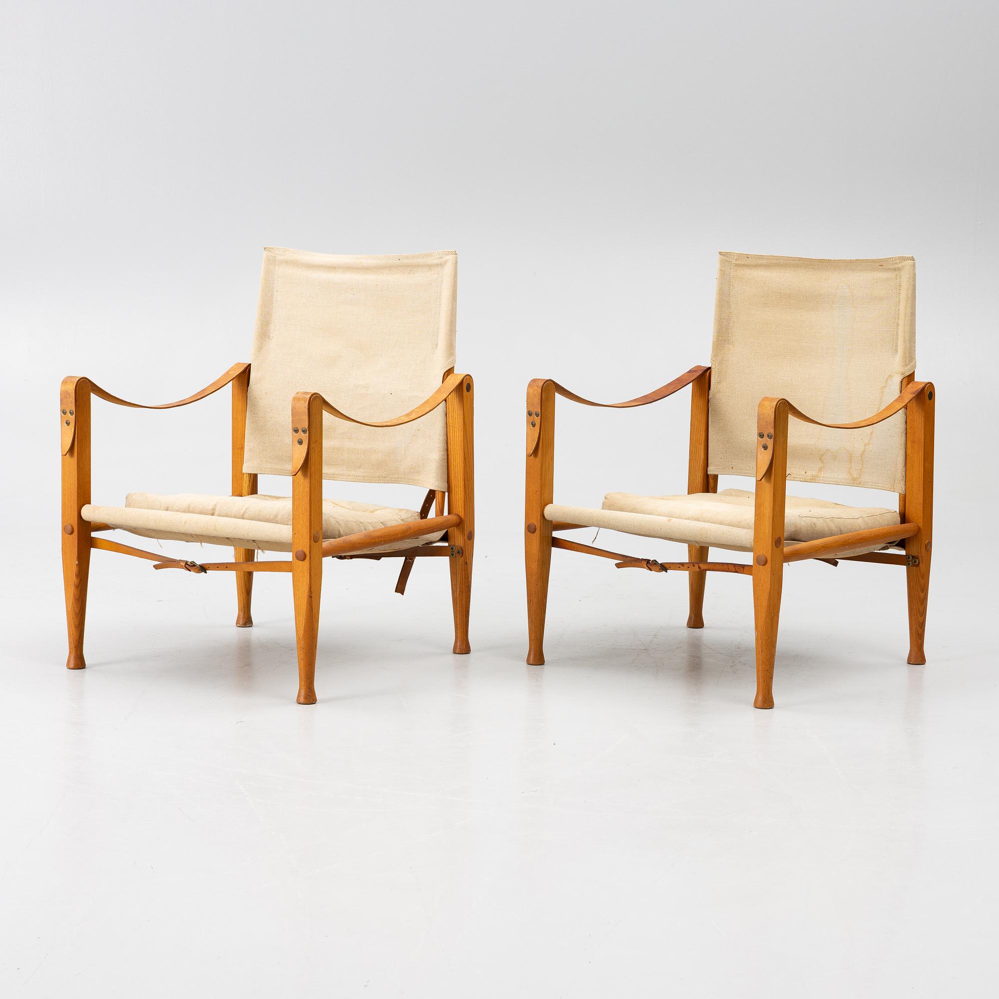 Kaare Klint, a pair of 'Safari Chair', Rud. Rasmussens Snedkerier, Denmark.