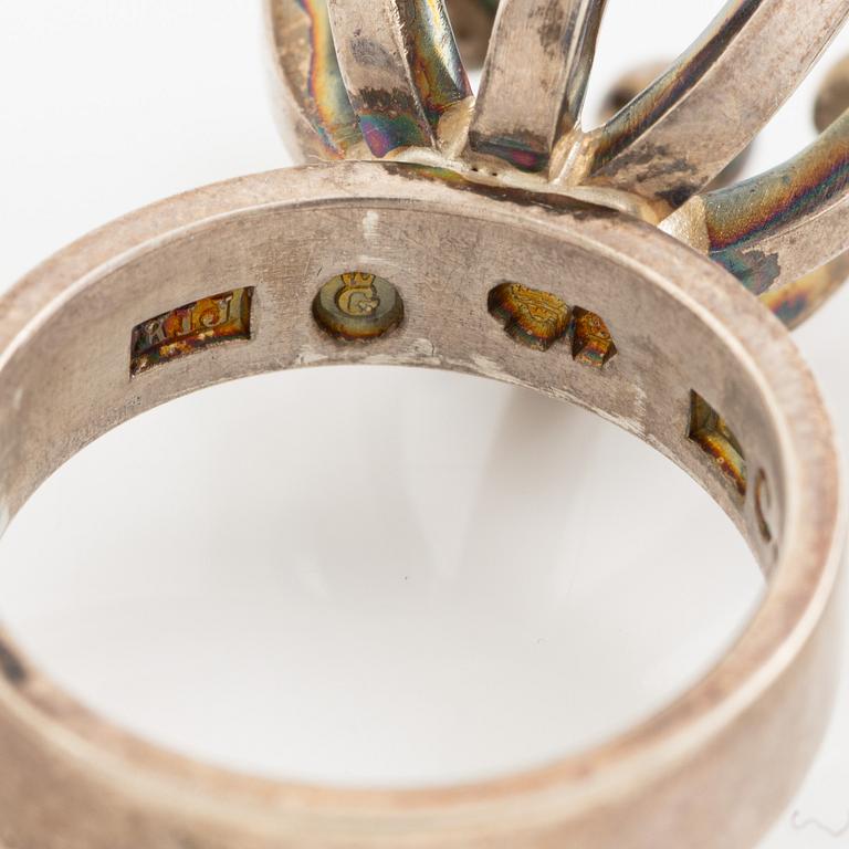 Tre ringar, silver och kvarts, Cecilia Johansson, Göteborg 1965 och Bengt Liljedahl, Stockholm 1965.