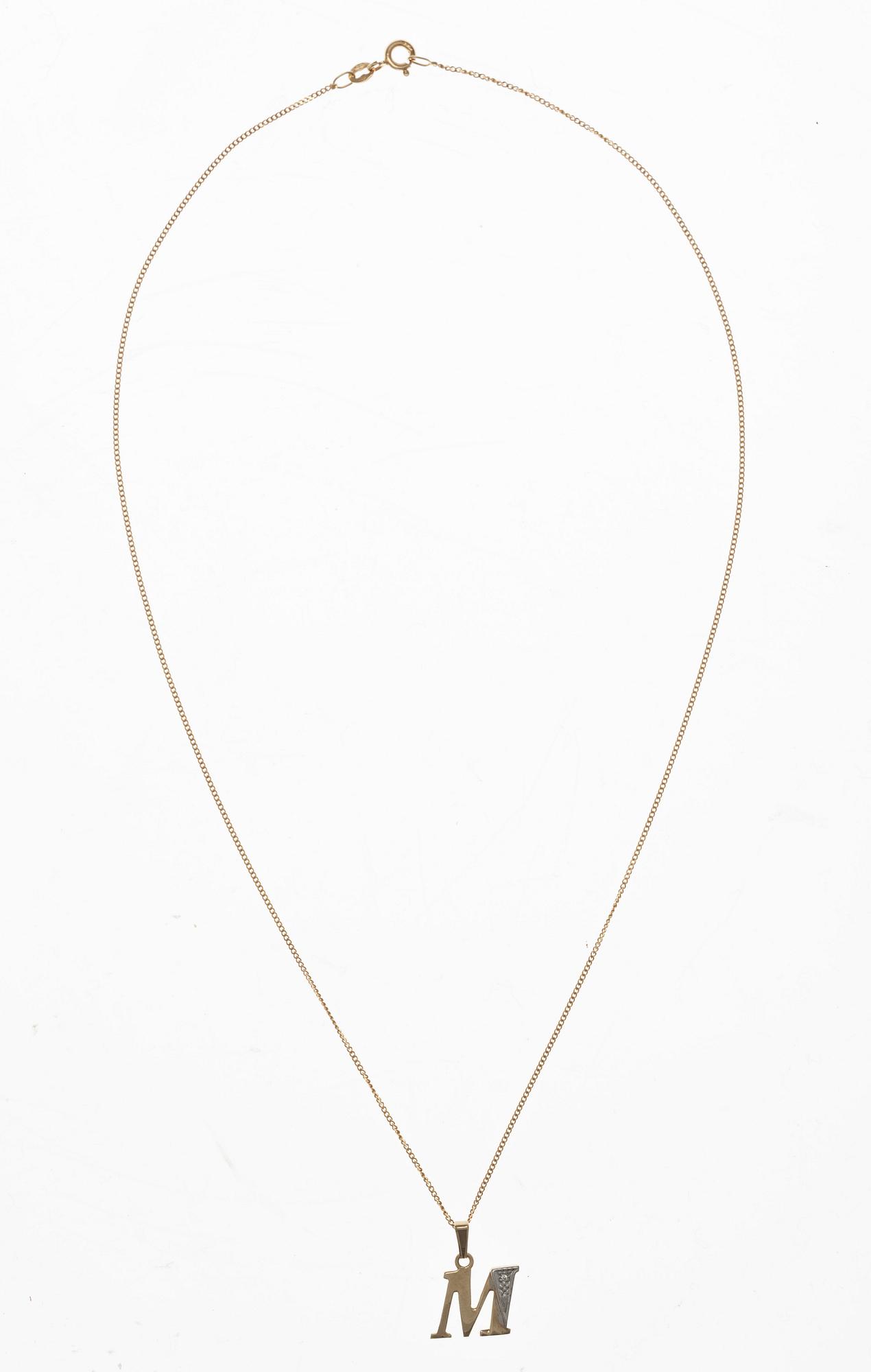 HÄNGSMYCKE, 14K guld, 1 diamant, vikt 2,6 g.