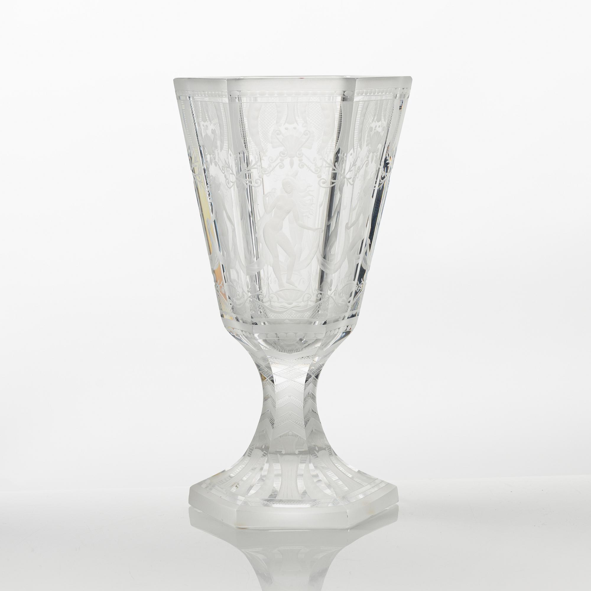 Simon Gate, pokal, glas, "Sex Gracer", modell 154, Orrefors.