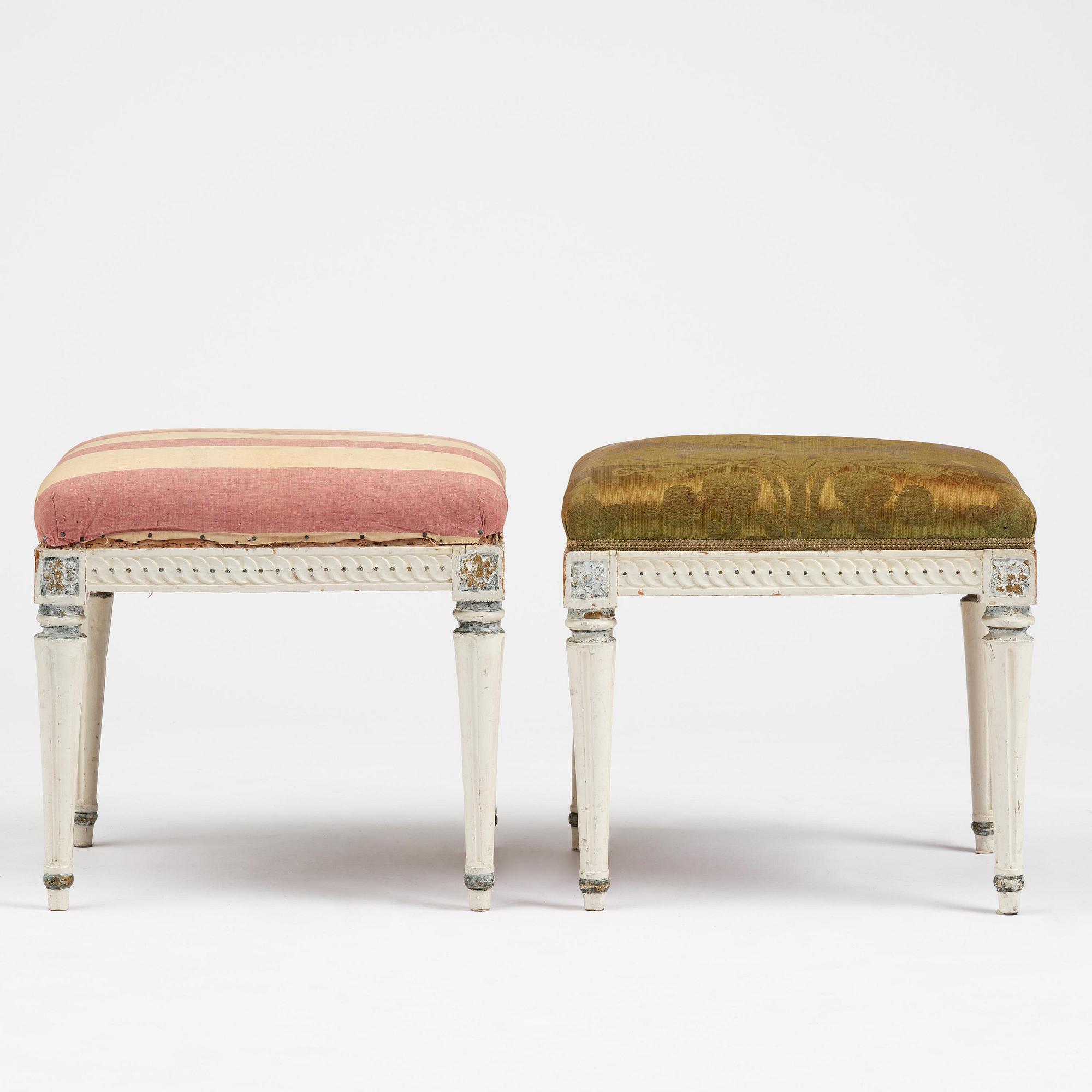 A pair of Gustavian stools by J. E. Höglander (master in Stockholm 1777-1813).
