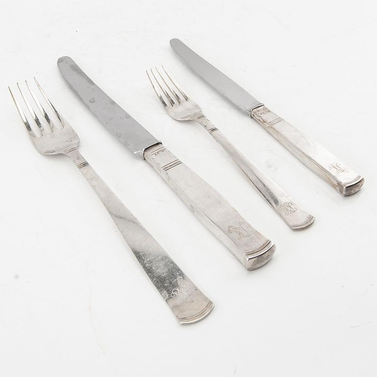 Jacob Ängman, cutlery 47 pcs, "Rosenholm" silver, Stockholm 1950s.