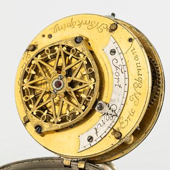 En samling fickur, spindelur, 3 st i silver.