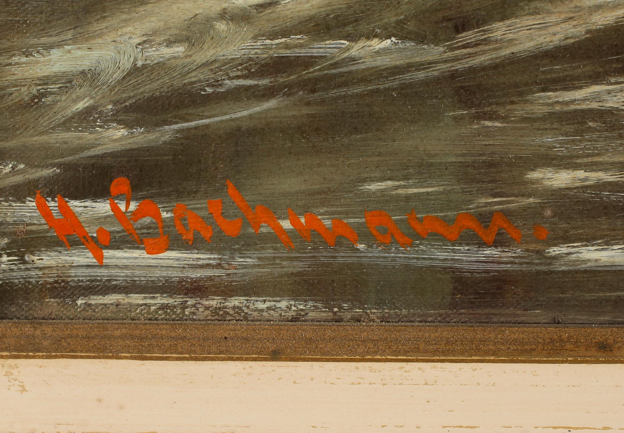 OKÄND KONSTNÄR, olja på duk, signerad H Bachmann, 1900-talets mitt.