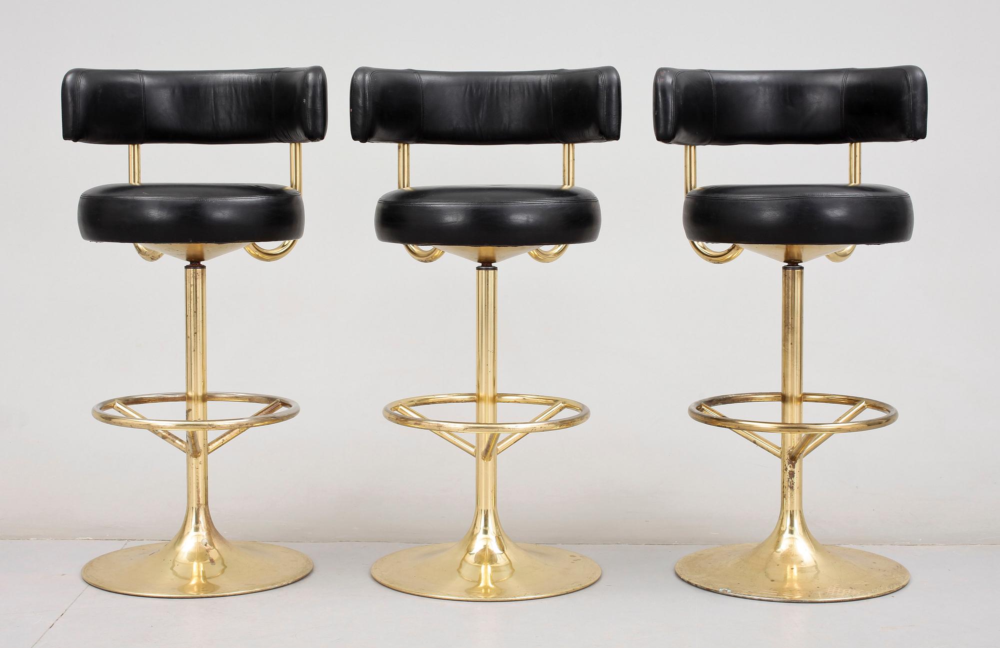 BARSTOLAR, 3 st, Johanson design, Markaryd, 1960/70-tal.