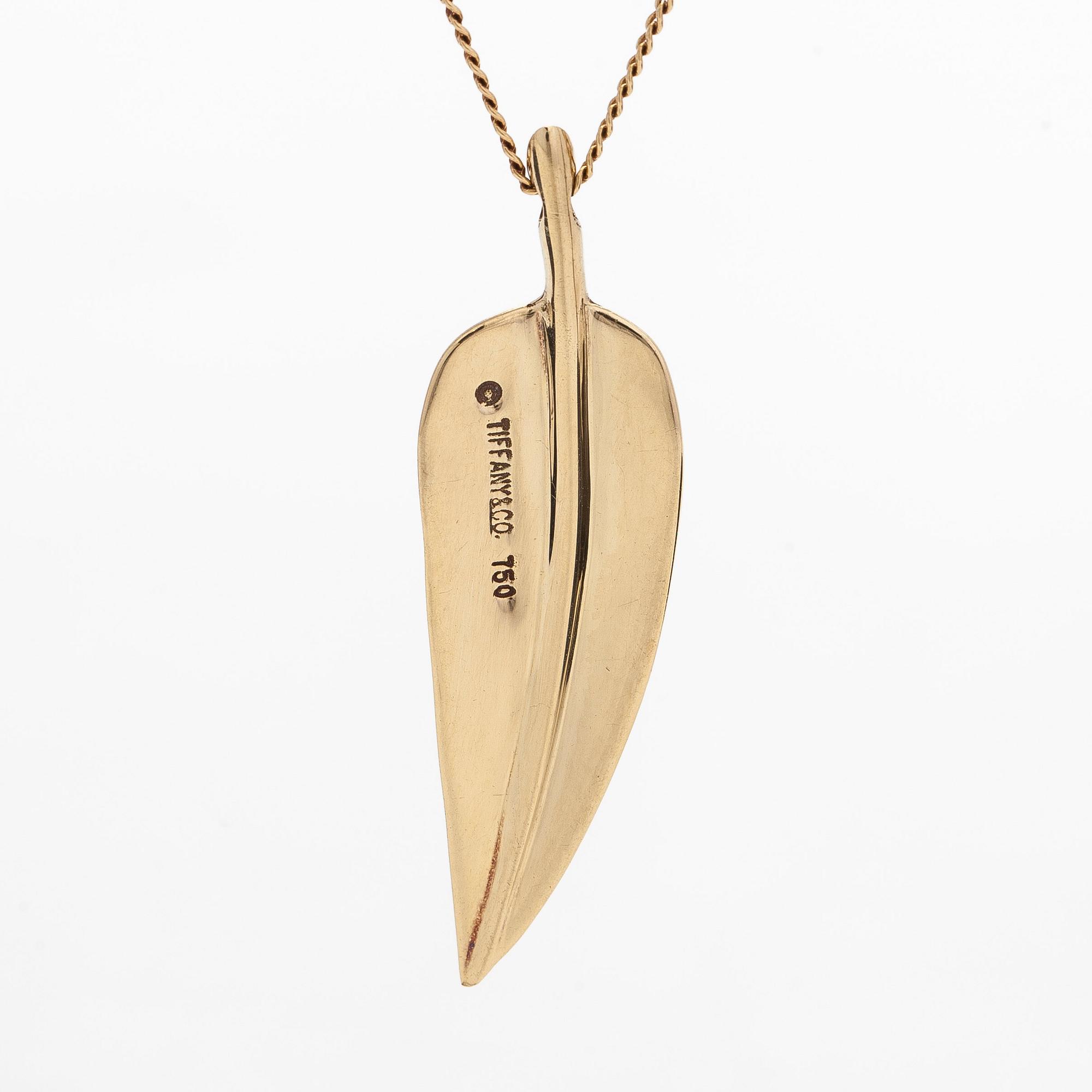 Tiffany & Co, halsband med hänge, "Leaf", 18K guld.