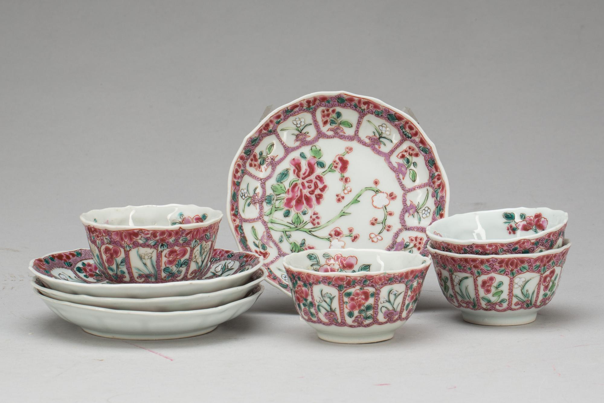 TESERVIS, 8 delar, porslin, Kina, 1800-tal.