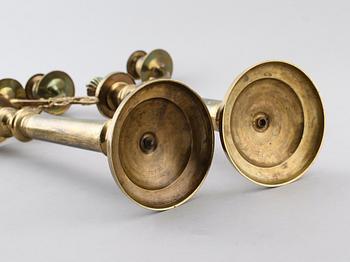 KANDELABRAR, 1 par, mässing, 1800-talets andra hälft.