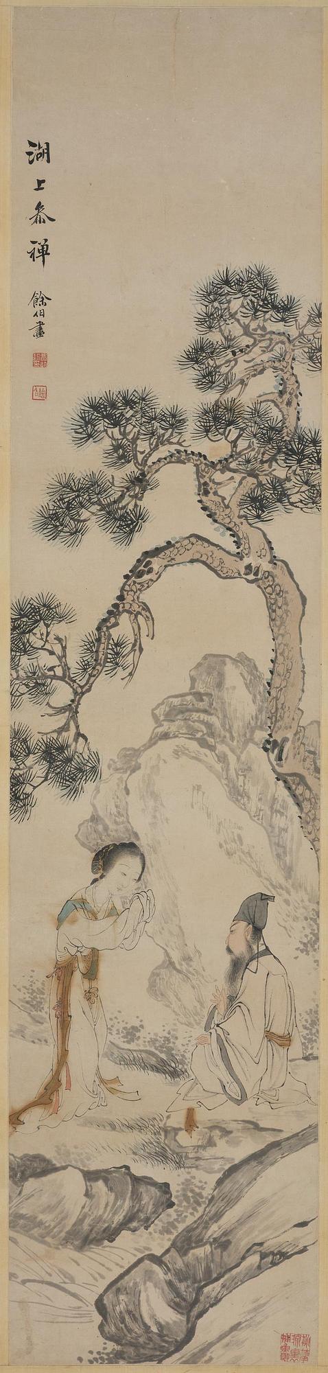 A Chinese painting, ink and colour on paper, signed Fei Yigeng (d.1870), late Qing dynasty.