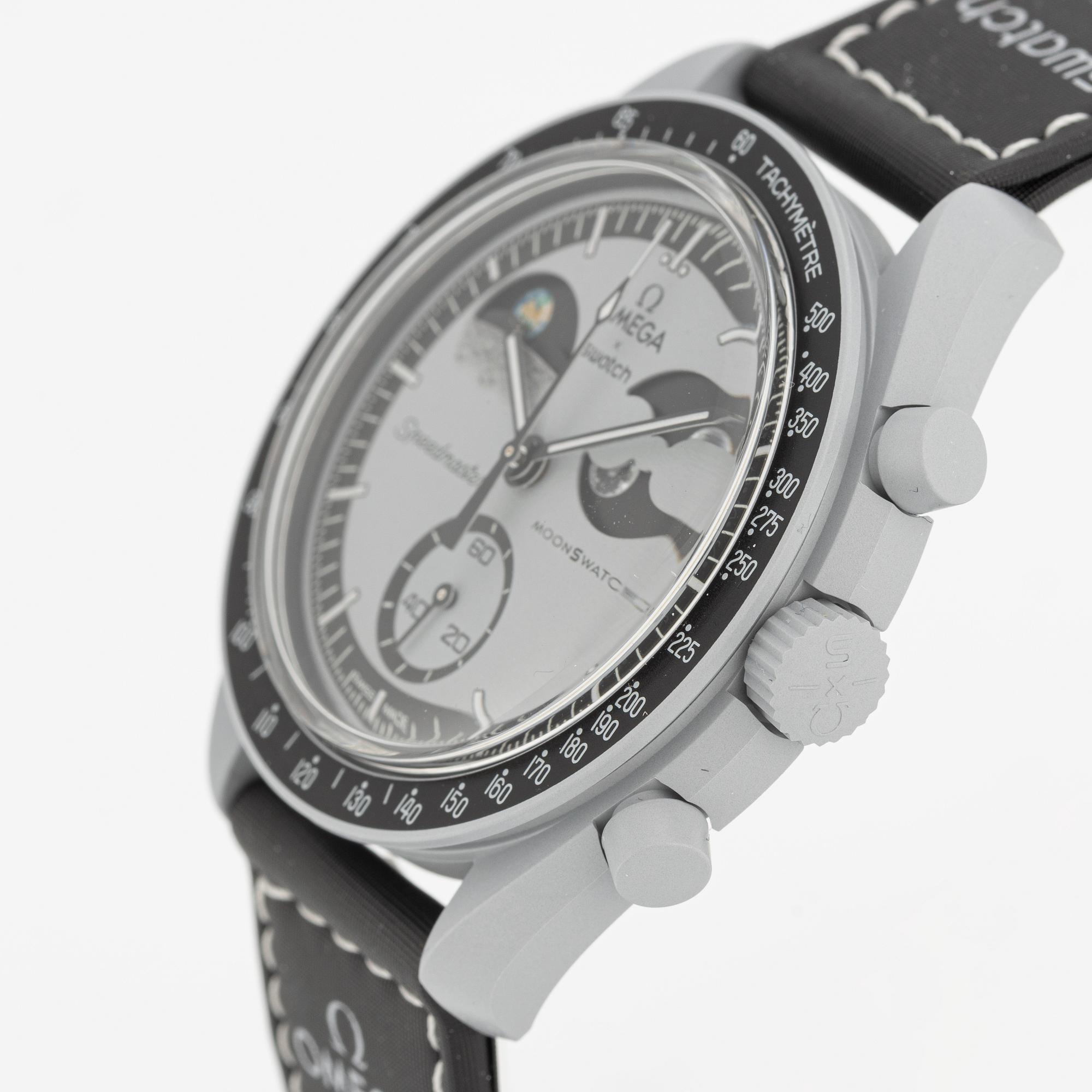 Omega/Swatch, MoonSwatch, Mission to Earthphase, chronograph, wristwatch, 42 mm.