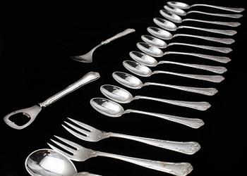 BESTICK, 56 delar, silver, Cohr, Danmark, 1900-tal. Tot vikt inkl delar med rostfritt stål ca 2530g.