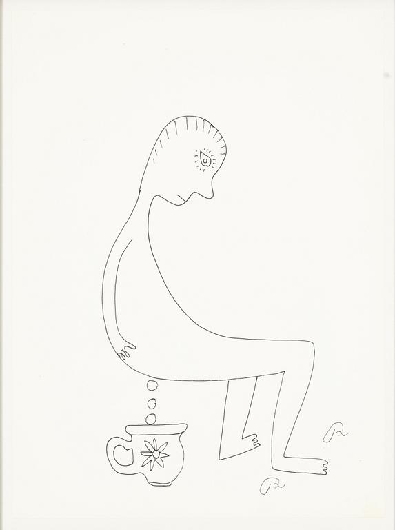 Roger Risberg, indian ink drawing, signed. Executed in 2008.