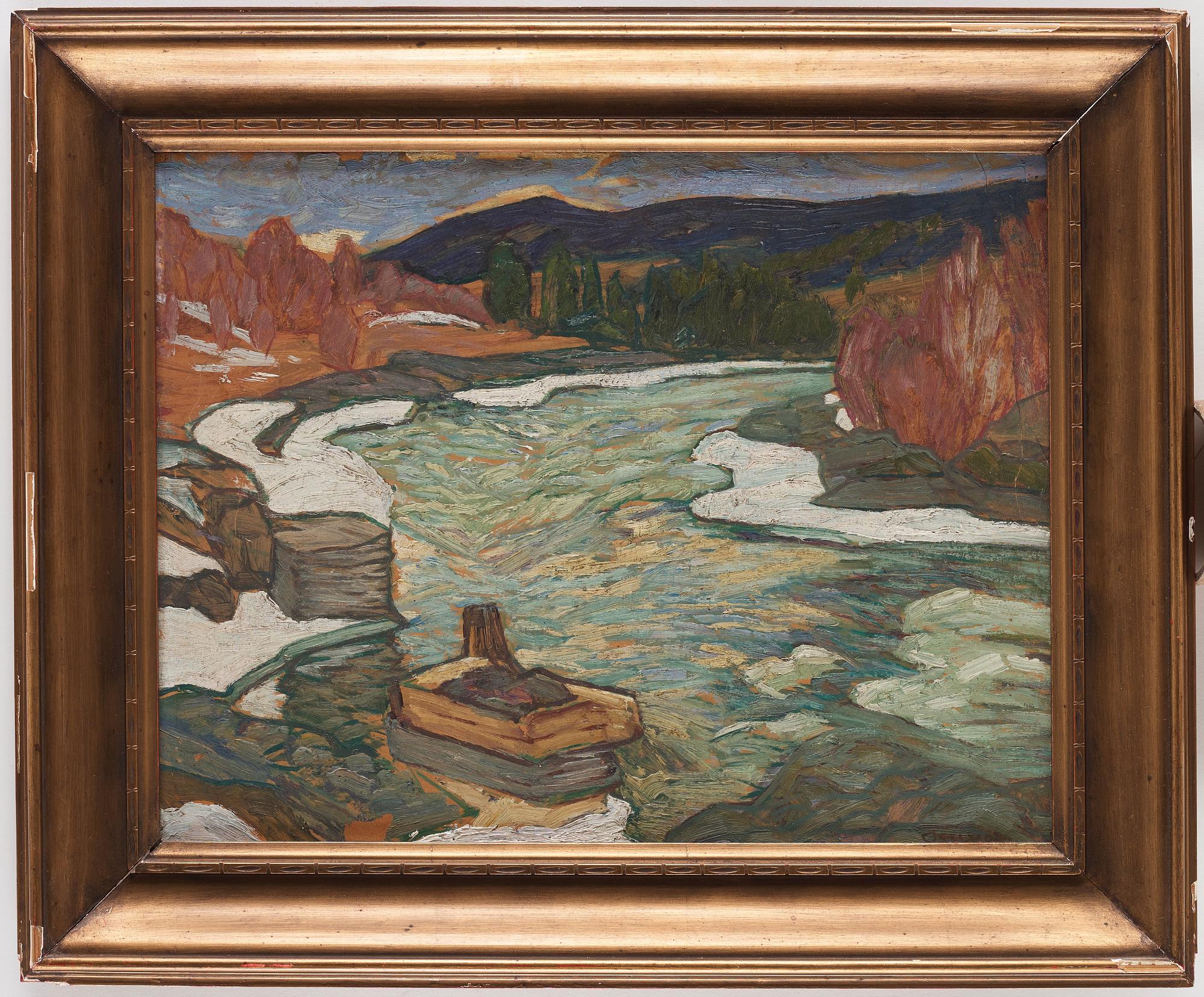 Helmer Osslund, "Faxälven ovanför Tväråbron" (Landscape from the northeast coast of Sweden).